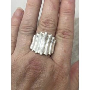 Sterling Silver CPT Modernist Ribbed Fluted Large Band 9gm Ring Sz 9